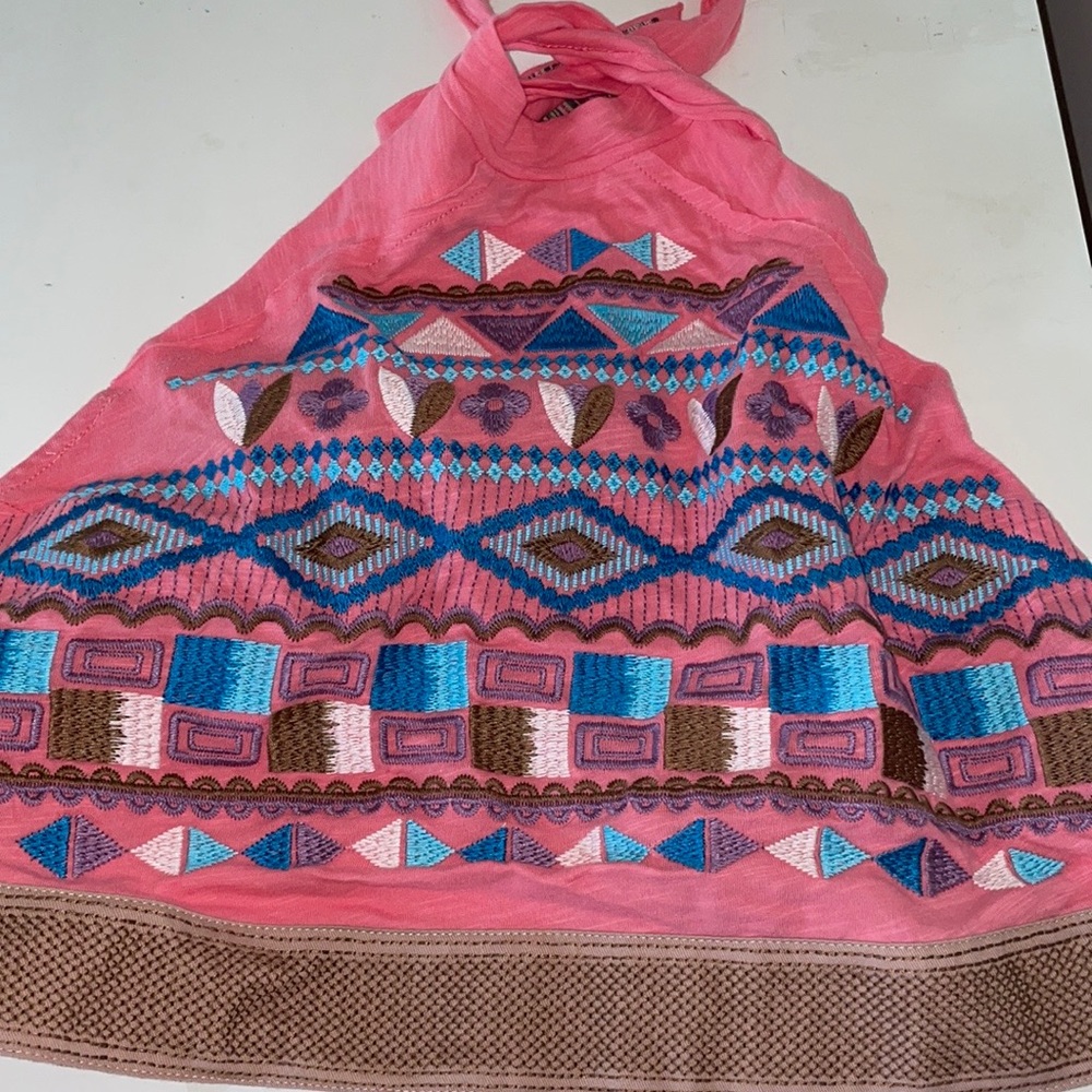 Beautiful Aztec Print halter top- open back!
